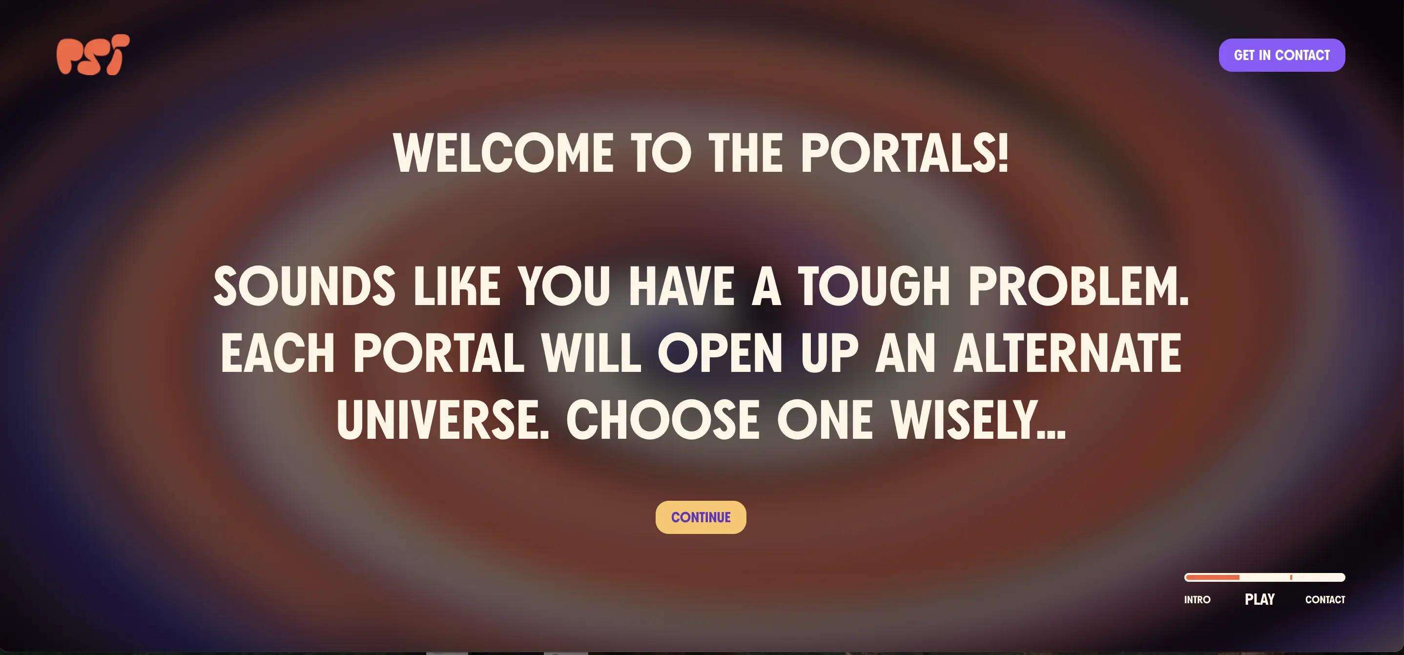Welcome screen: choose a portal.